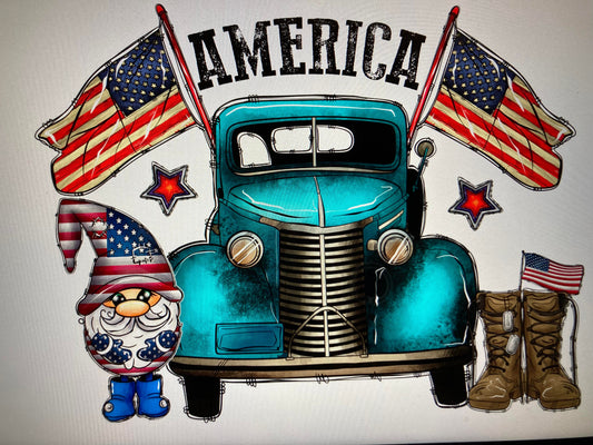 4th of July America Truck DTF Transfer