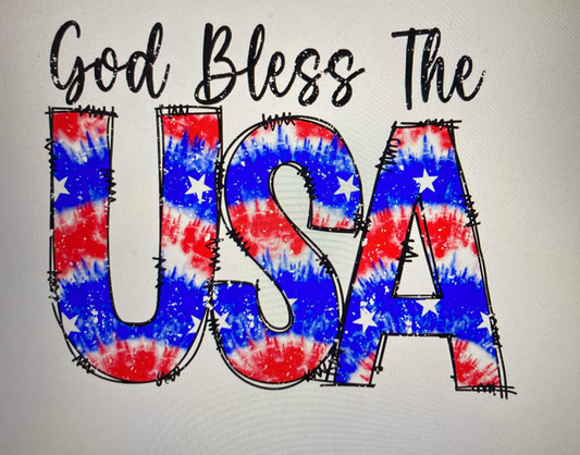 4th of July God bless the USA TYE DYE  DTF Transfer