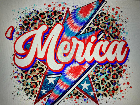 4th of July merica with bolt DTF Transfer