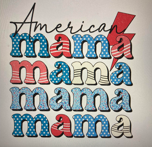 4th of July American mama with lightning bolt DTF Transfer