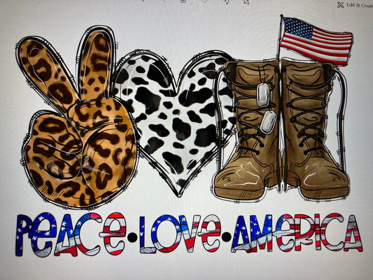 4th of July Peace love America DTF Transfer