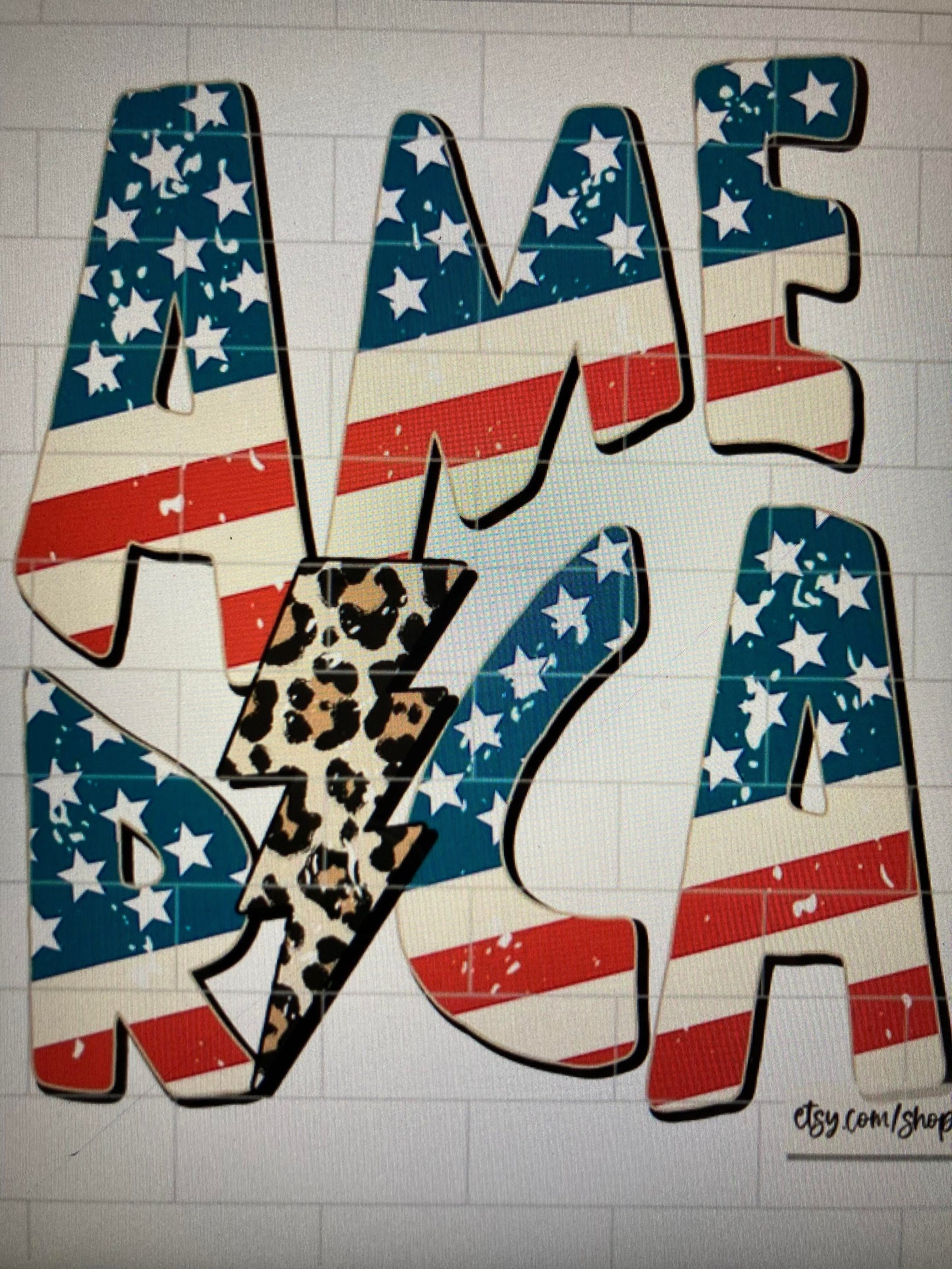 4th of July America with bolt DTF Transfer