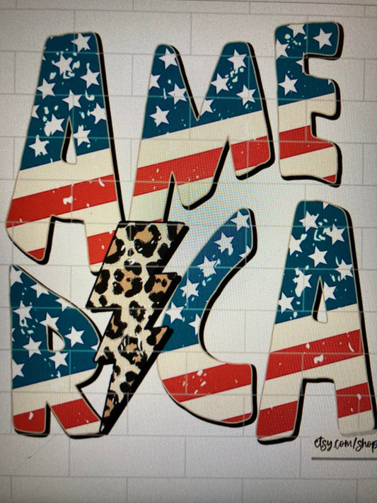 4th of July America with bolt DTF Transfer