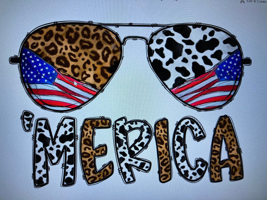 4th of July Merica shades DTF Transfer