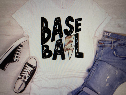 Baseball with lightning bolt DTF Transfer