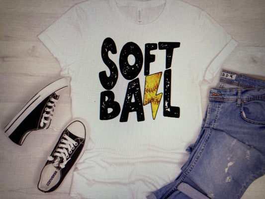 Softball with lightning bolt DTF Transfer