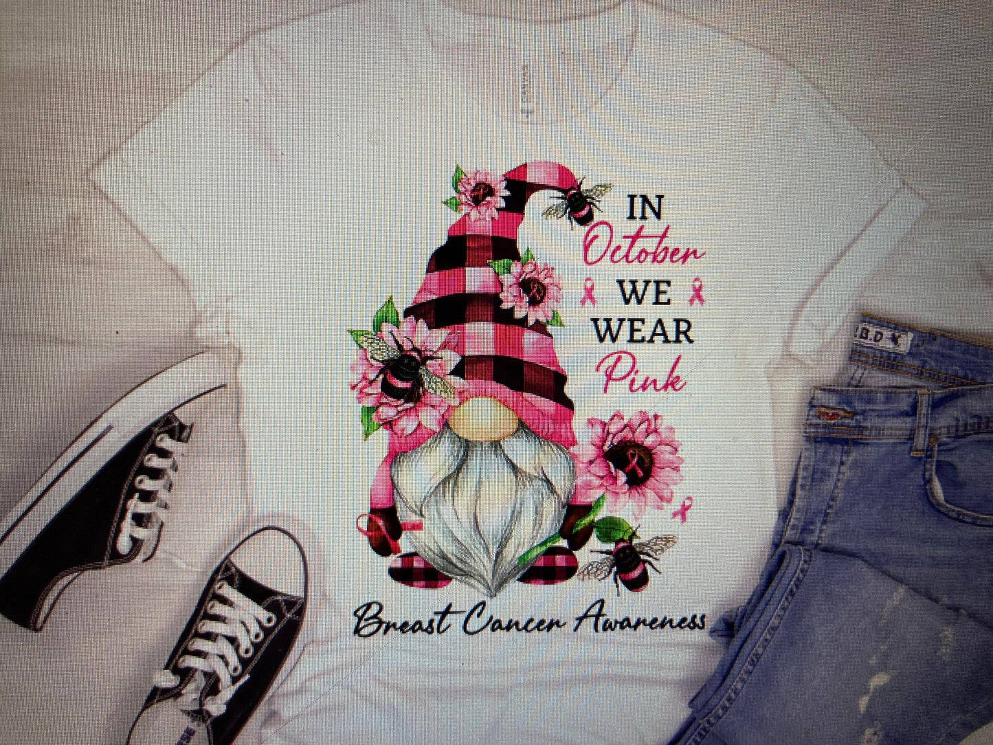 Breast Cancer Awareness In October we wear pink gnomeDTF Transfer