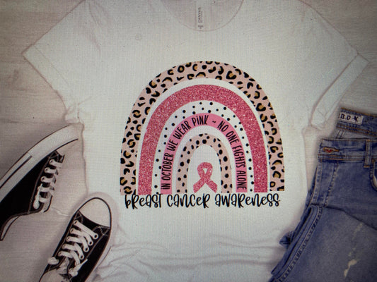 Breast Cancer Awareness In October we wear pink rainbow DTF Transfer
