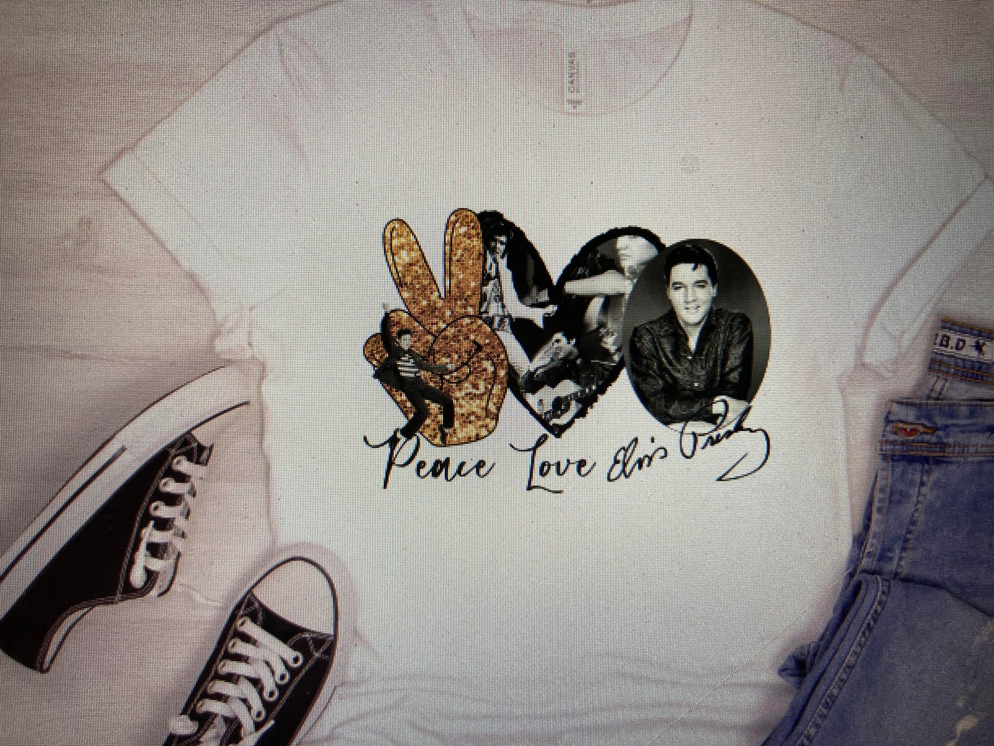 Peace Love Elvis with signature DTF Transfer