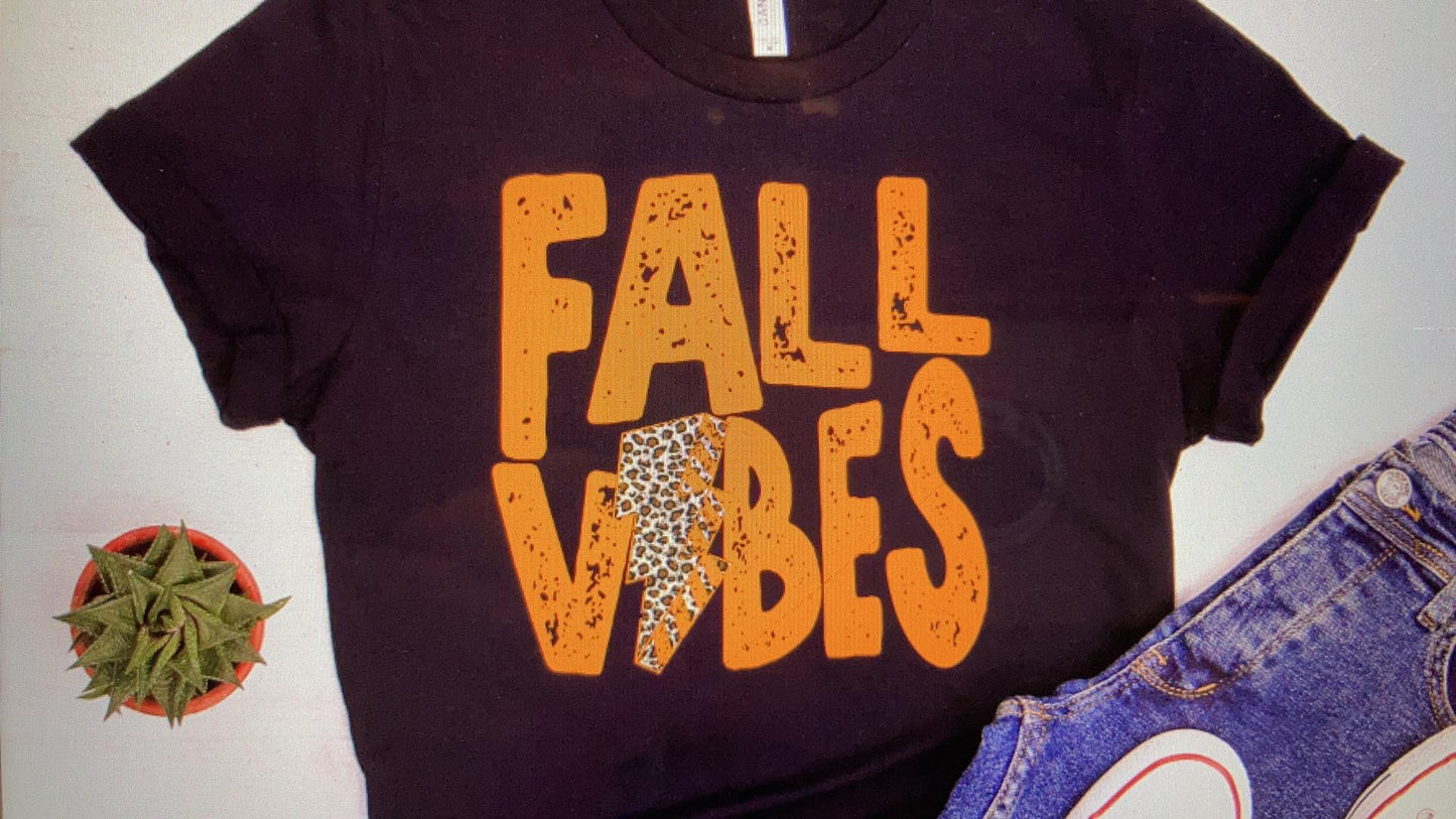 Fall Vibes orange with lightning bolt DTF Transfer