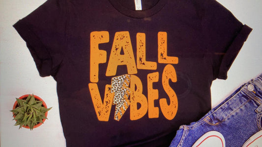 Fall Vibes orange with lightning bolt DTF Transfer