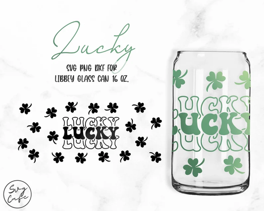 UV DTF Printed Sticker wrap for 16oz Libby glass- Lucky