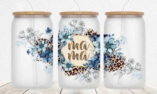 UV DTF Printed Sticker wrap for 16oz Libby glass- Mama with flowers