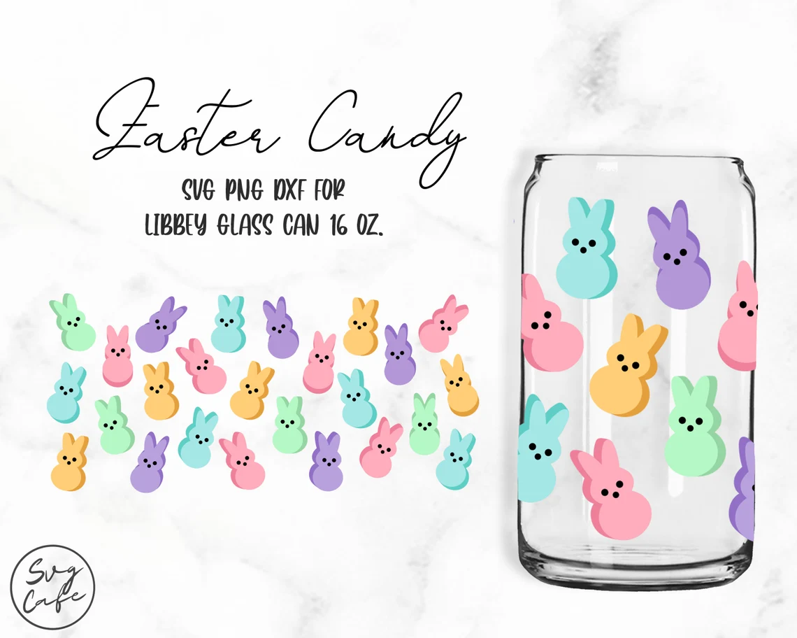 UV DTF Printed Sticker wrap for 16oz Libby glass- Easter peeps