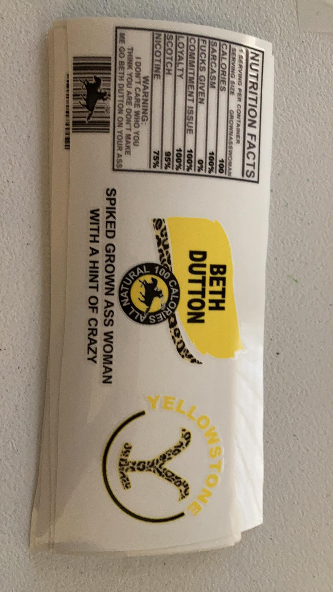 UV DTF Printed Sticker  wrap for 16oz Libby glass- Beth with ingrediants
