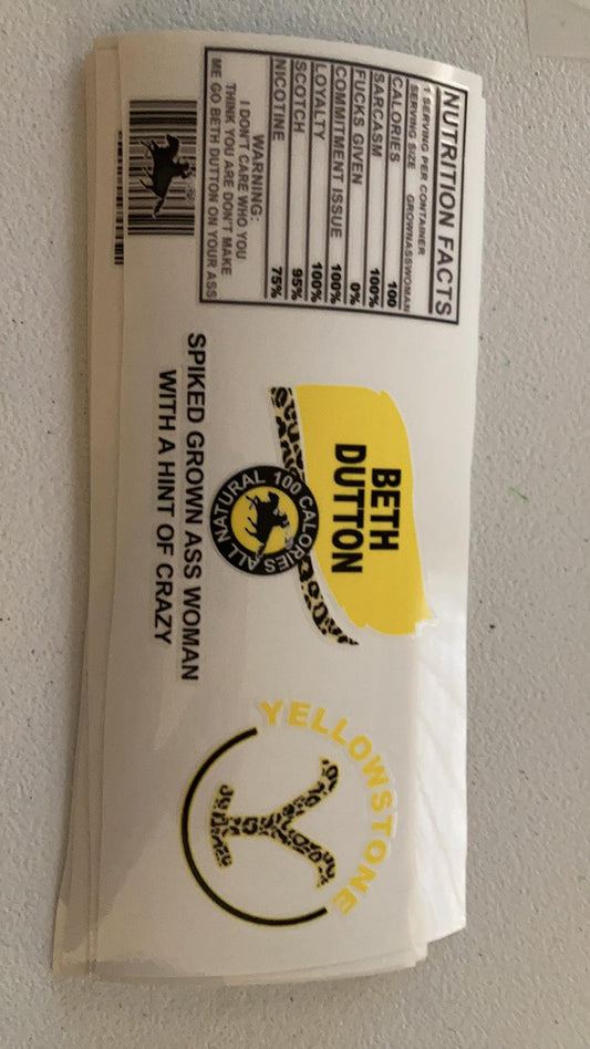 UV DTF Printed Sticker  wrap for 16oz Libby glass- Beth with ingrediants