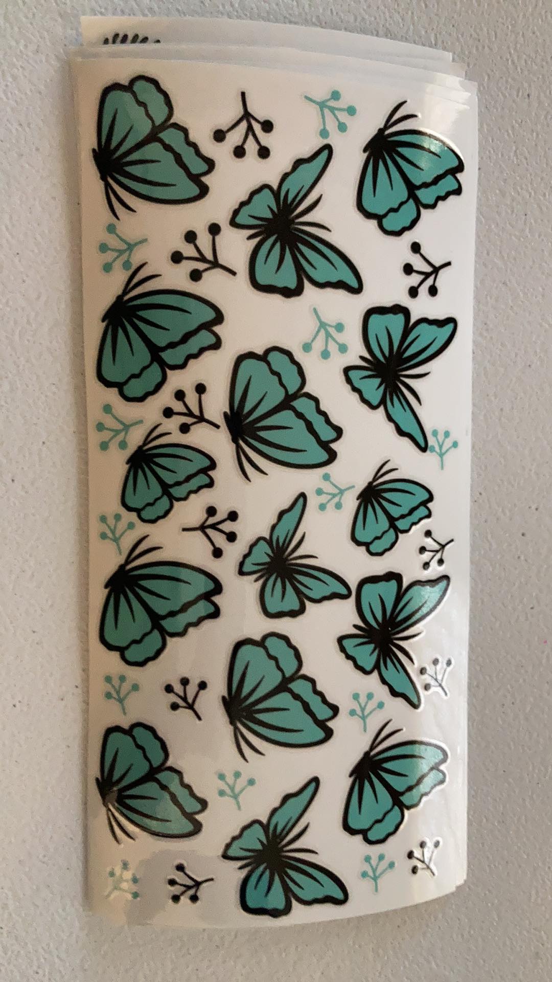 UV DTF Printed Sticker  wrap for 16oz Libby glass- Butterflies repeat