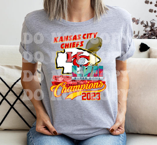 Super Bowl Kansas city chiefs Champions script with tail DTF Transfer