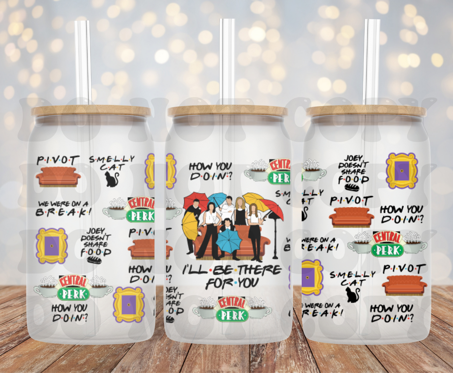UV DTF Printed Sticker  wrap for 16oz Libby glass- Friends