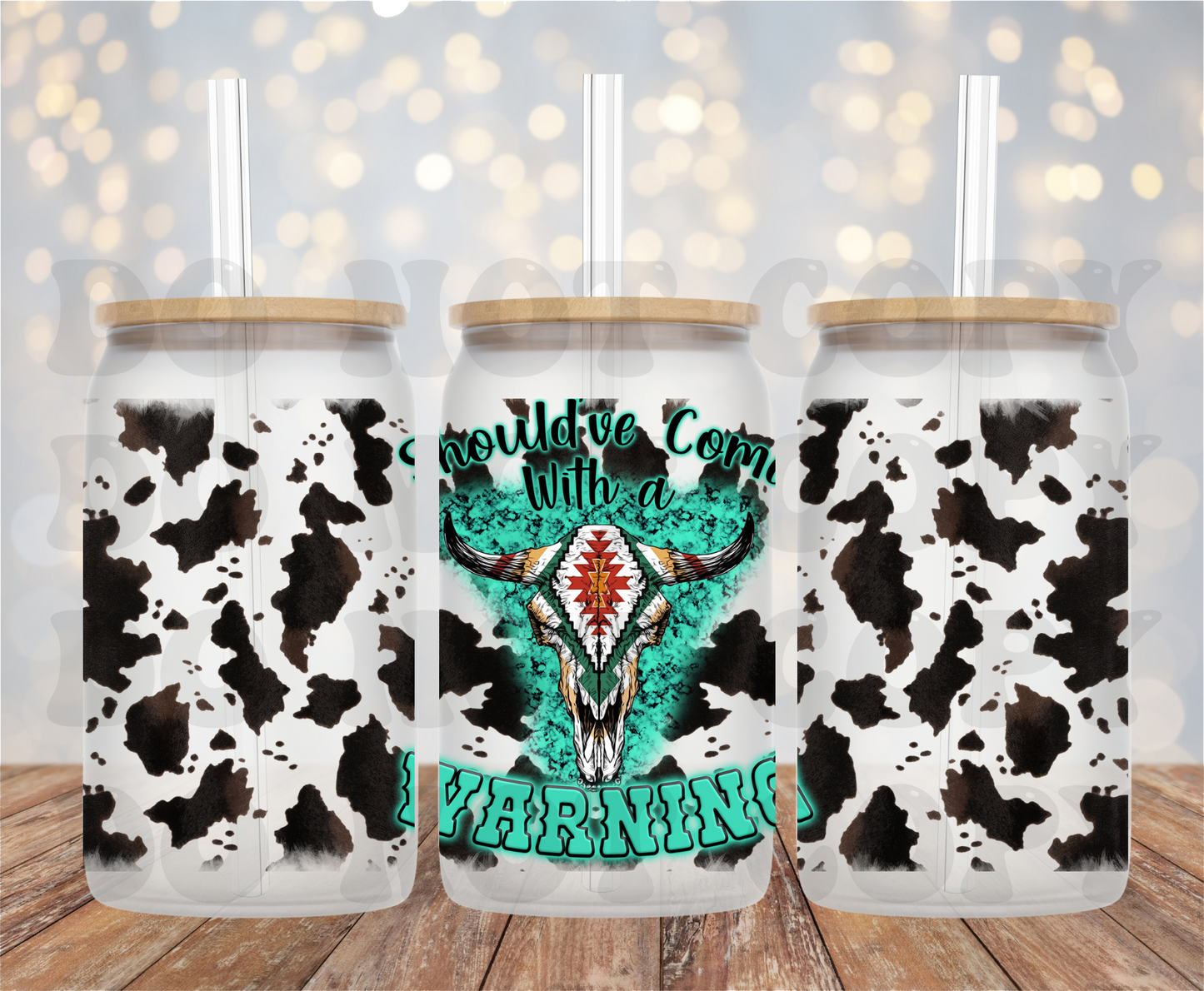 UV DTF Printed Sticker wrap for 16oz Libby glass- Should come with a warning