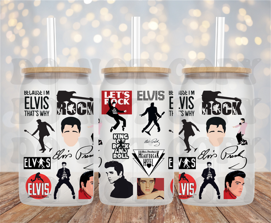 UV DTF Printed Sticker  wrap for 16oz Libby glass- Jail house rock