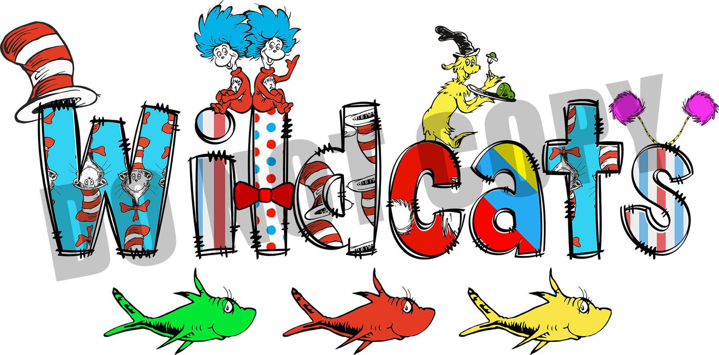 Dr Seuss font Wildcats DTF TRANSFER