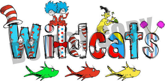 Dr Seuss font Wildcats DTF TRANSFER