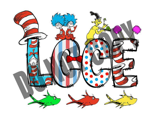 Dr Seuss font LCCE DTF TRANSFER
