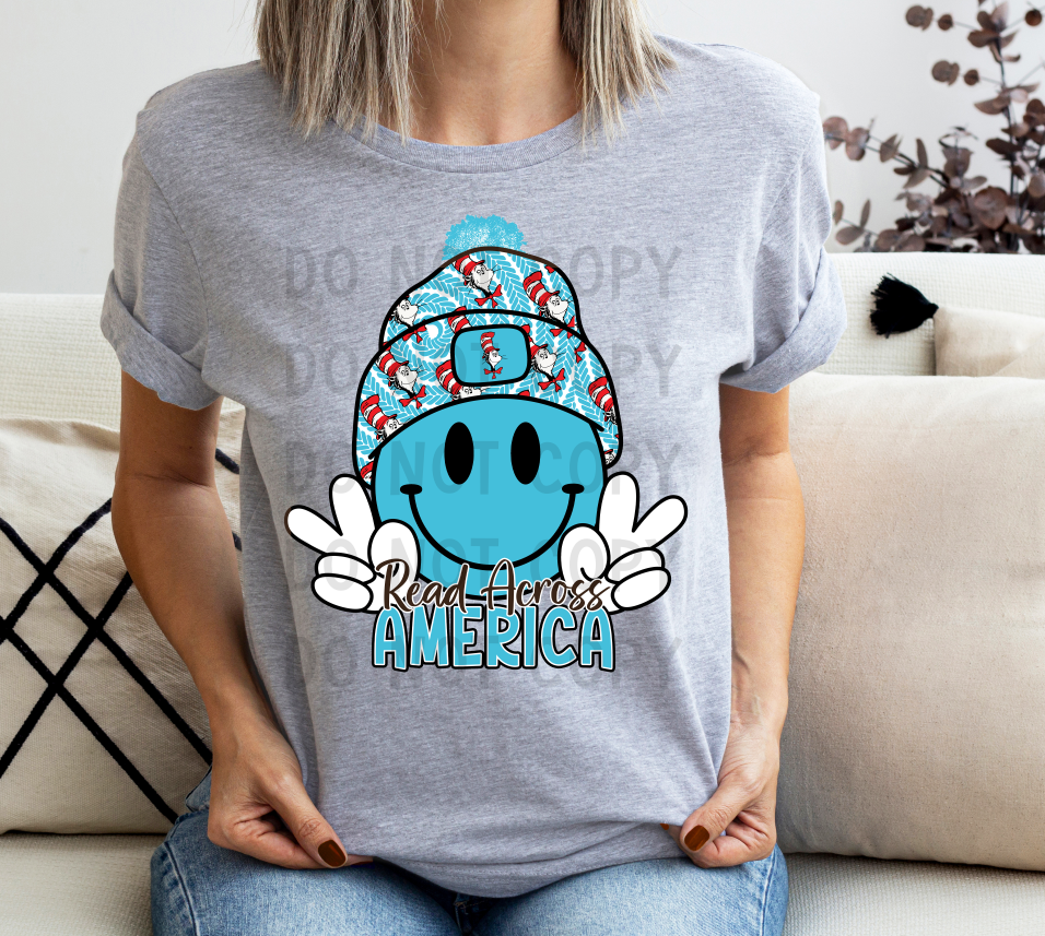 Dr Seuss Messy bun Ready Across America DTF TRANSFER