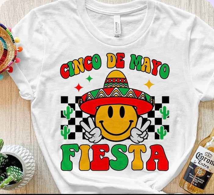 Cinco De Mayo Fiesta with smiley DTF TRANSFER