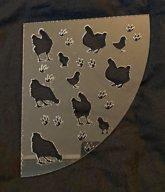 1/8" Acrylic Stencil Sleeve Chickens