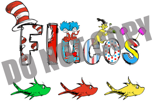 Dr Seuss font Flucos DTF TRANSFER