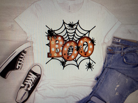 Halloween Boo with spider web DTF Transfer