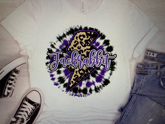 Tye Die Lightning bolt Jacketrabbit Purple/White DTF Transfer