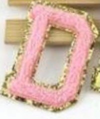 3" Chenille LIGHT PINK with Gold Sparkle Trim