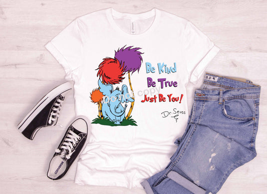 Dr Seuss Be kind with blue elephant DTF TRANSFER