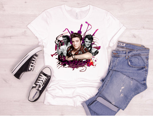 Elvis with music notes  2 DTF Transfer