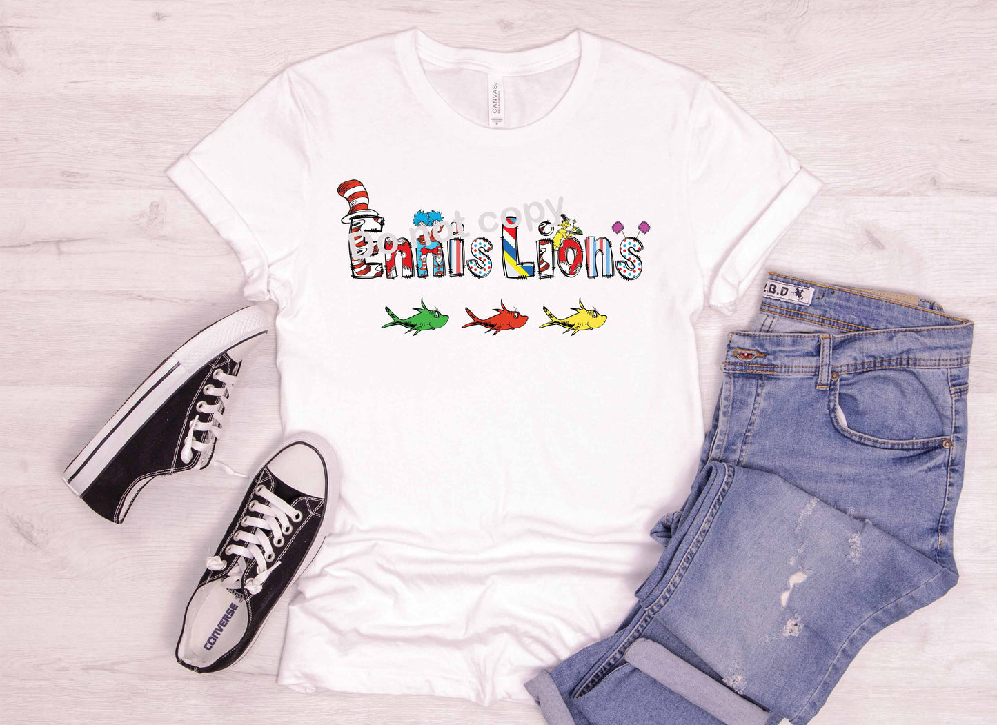 Dr Seuss font Ennis Lions DTF TRANSFER