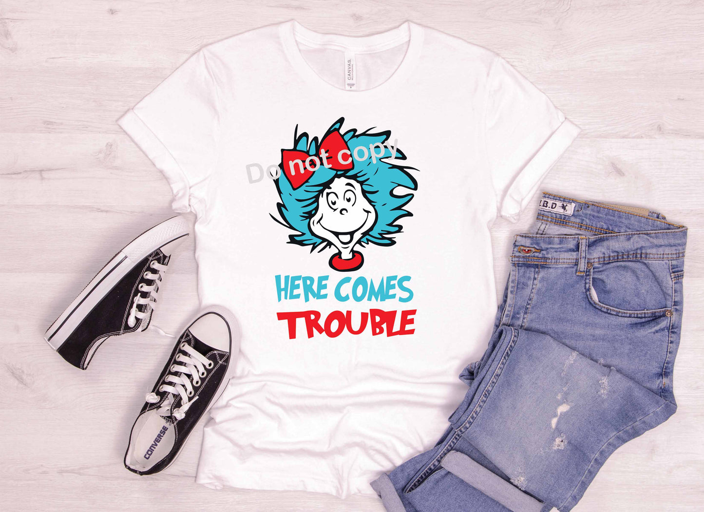 Dr Seuss Here comes trouble DTF TRANSFER