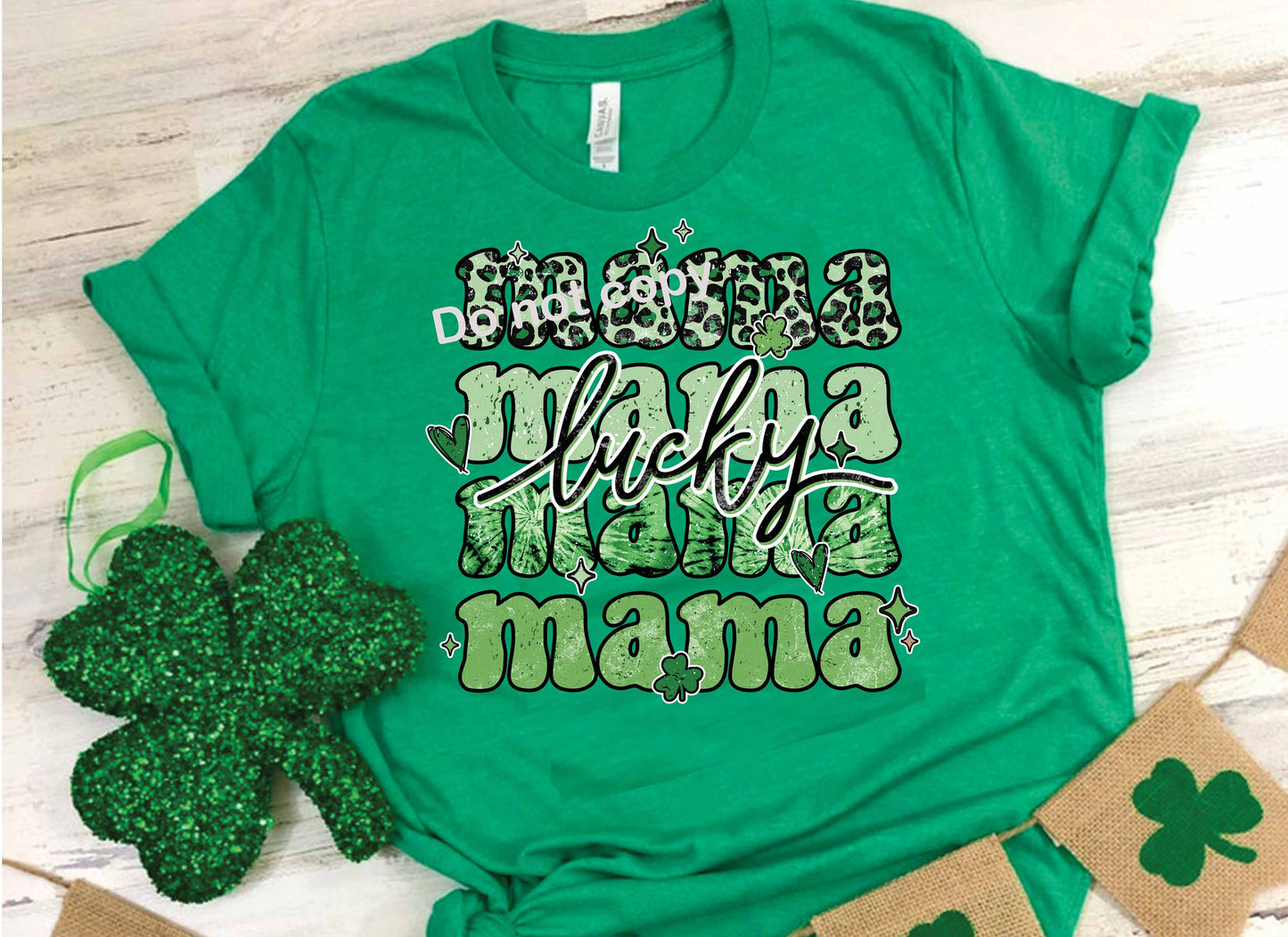 St Patricks Lucky mama stacked DTF TRANSFER