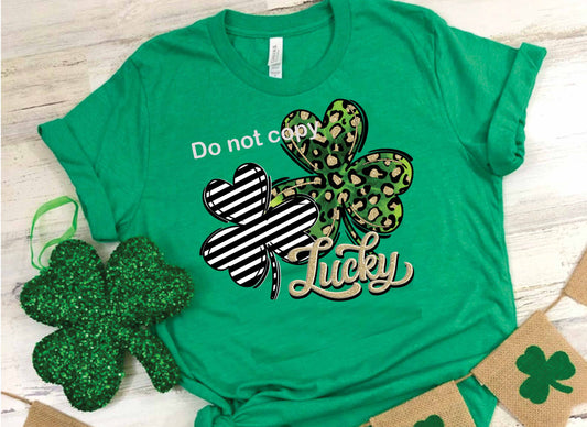 St Patricks 2 clover with Stripe Leopard DTF TRANSFER