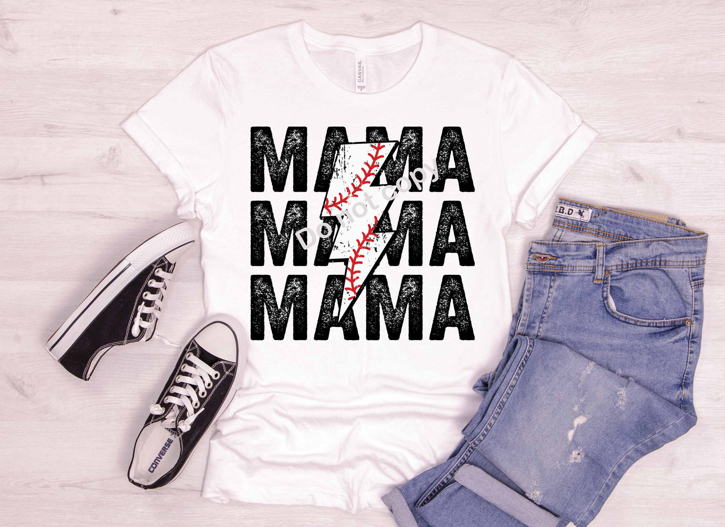 Baseball Mama with bolt DTF Transfer