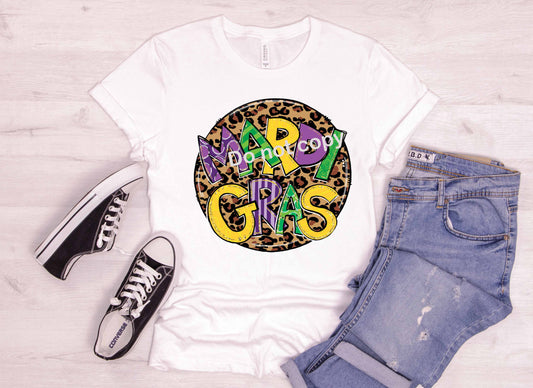 MARDI GRAS Leopard circle DTF Transfer