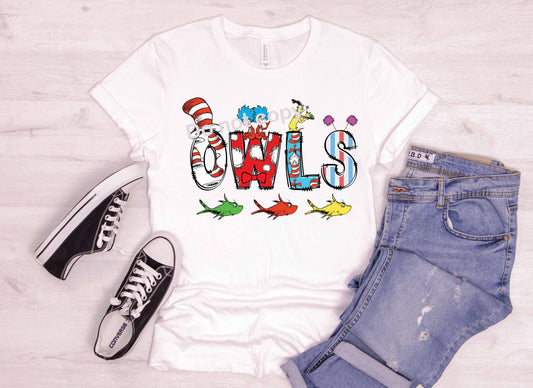 Dr Seuss font Owls DTF TRANSFER