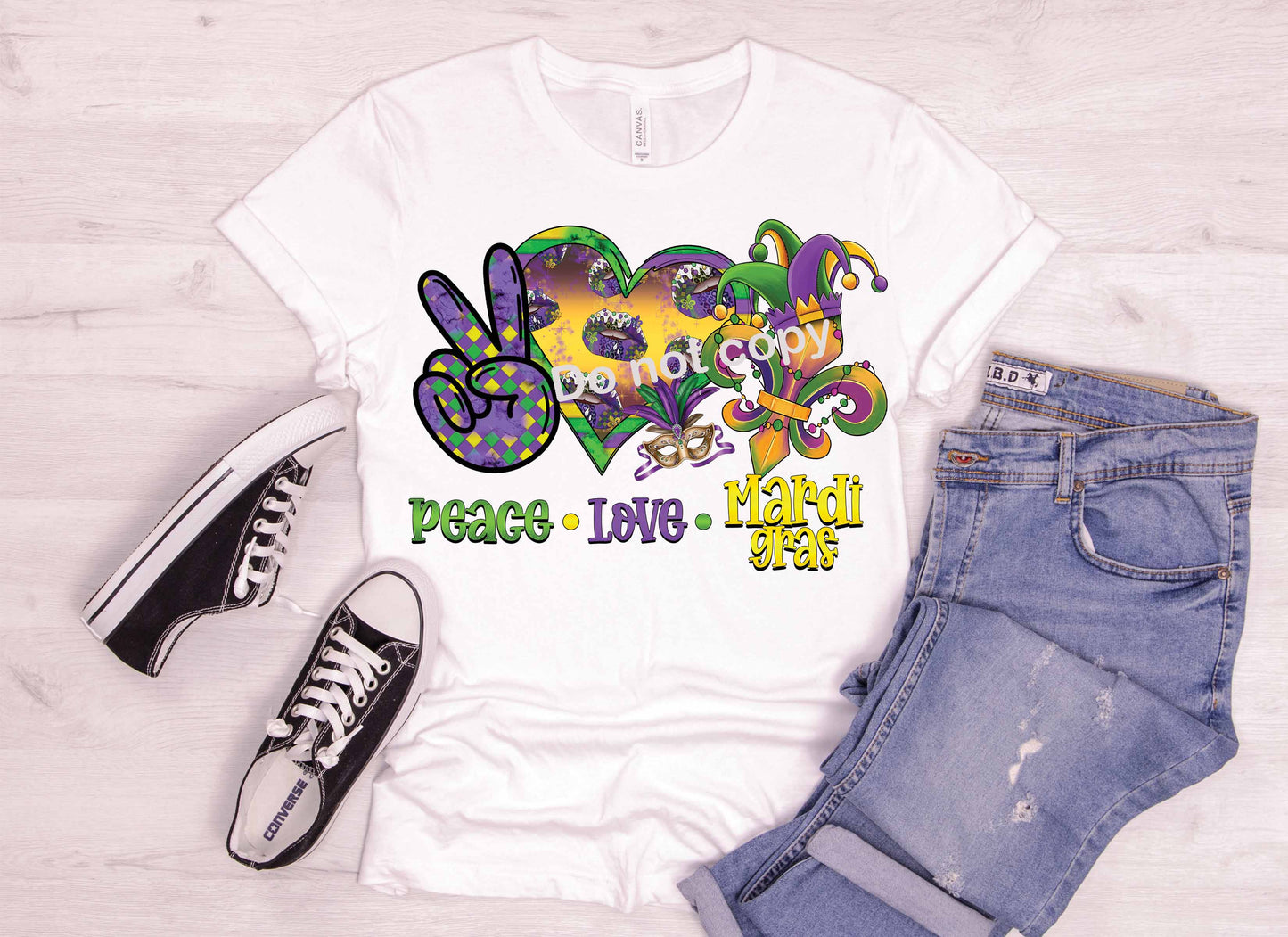 MARDI GRAS Peace love DTF Transfer