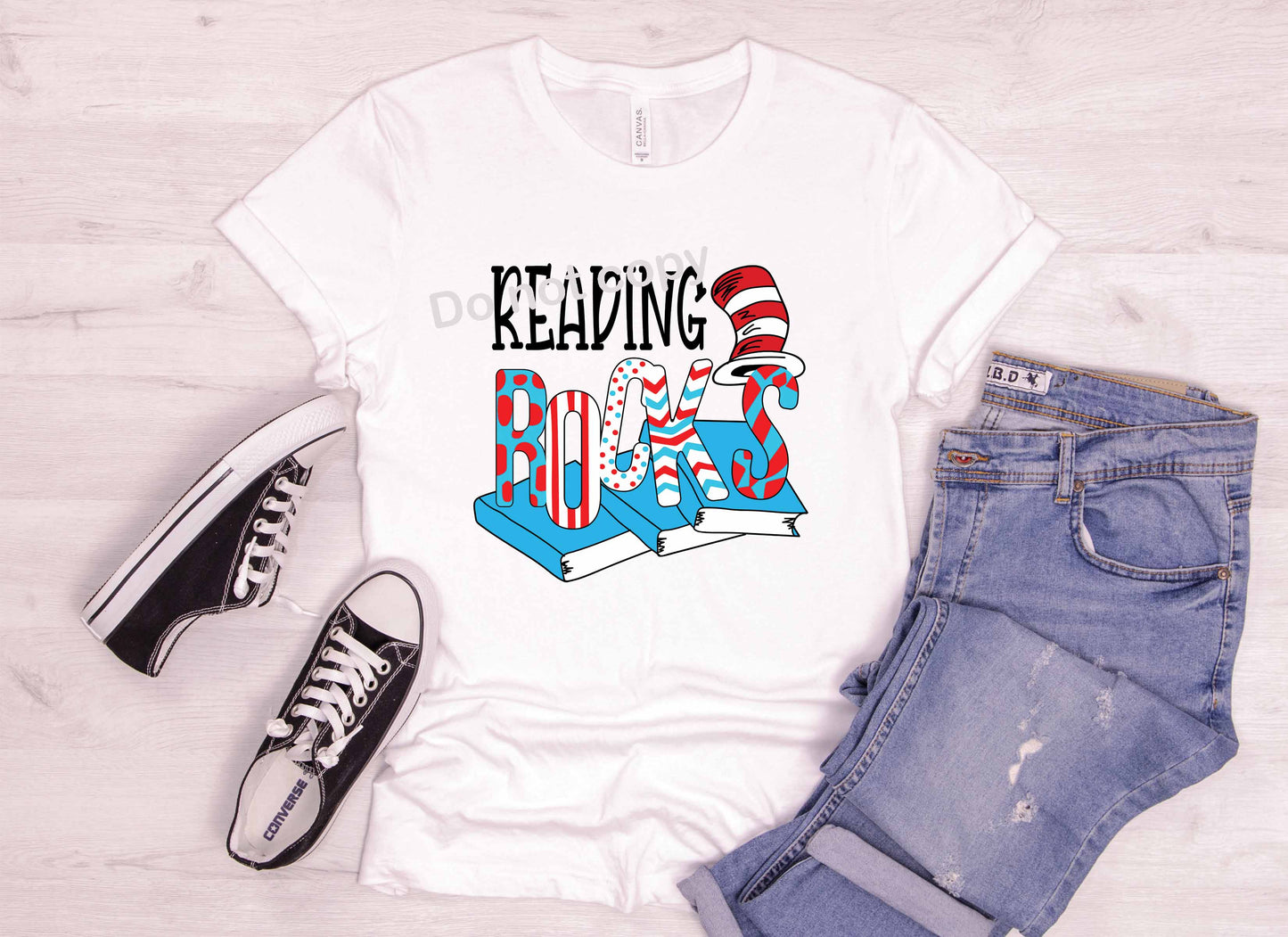 Dr Seuss Reading Rocks with books DTF TRANSFER