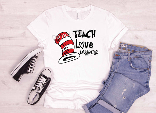 Dr Seuss Love Teach Inspire DTF TRANSFER